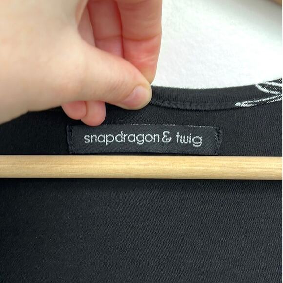 Snapdragon & Twig Angelina Dress Asymmetrical Draping Black Mini Scribble - XS - Picture 8 of 15